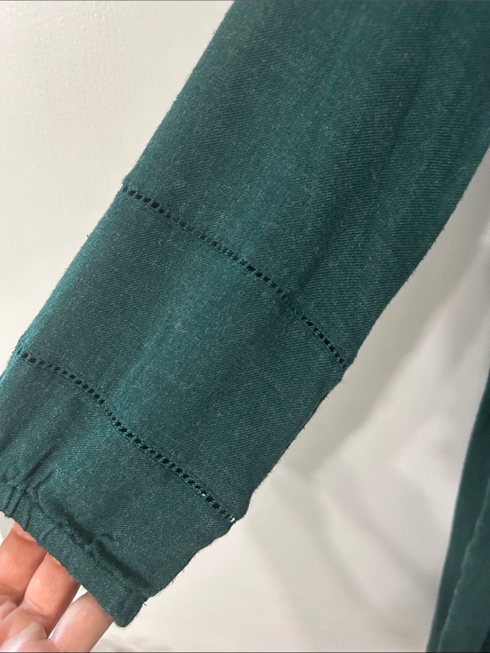 J. Jill Pintuck Henley Swing Trapeze Dress Forest Green Long Sleeve Poet Midi - Picture 3 of 13